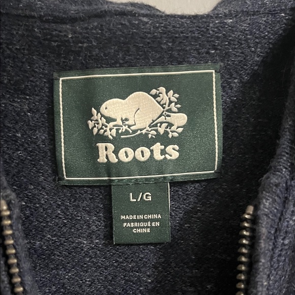 Roots Men's Dark Blue Zip-Up Sweater Large - Picture 2 of 6